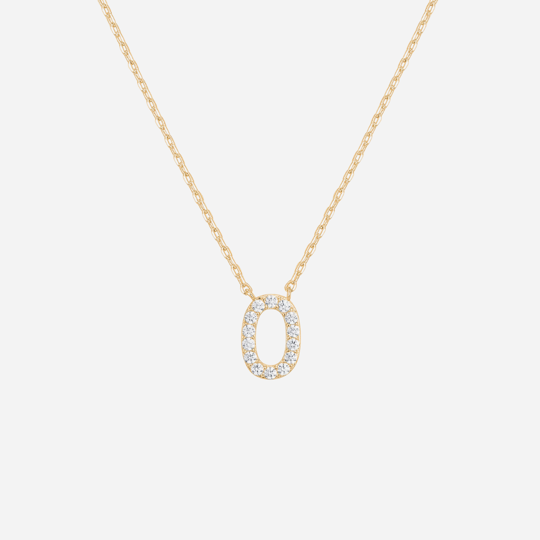 14K Gold Plated Diamond Initial Necklace