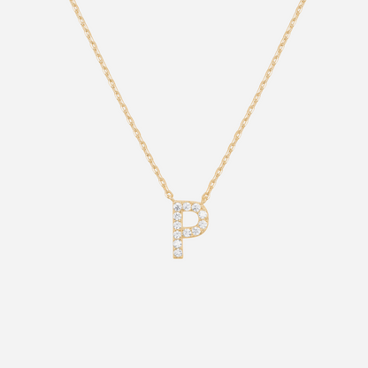 14K Gold Plated Diamond Initial Necklace
