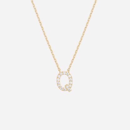 14K Gold Plated Diamond Initial Necklace