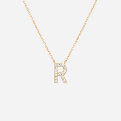 14K Gold Plated Diamond Initial Necklace