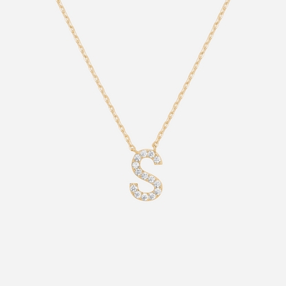 14K Gold Plated Diamond Initial Necklace