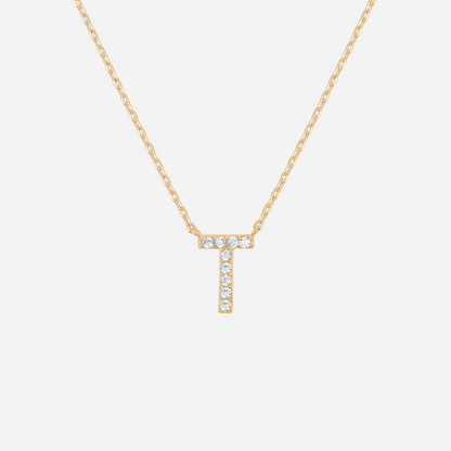 14K Gold Plated Diamond Initial Necklace