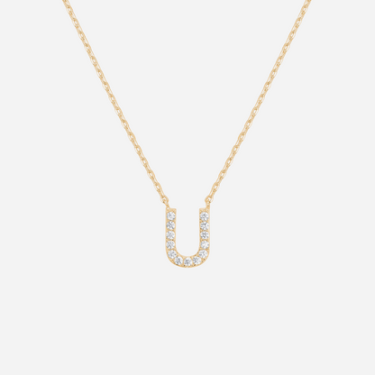 14K Gold Plated Diamond Initial Necklace
