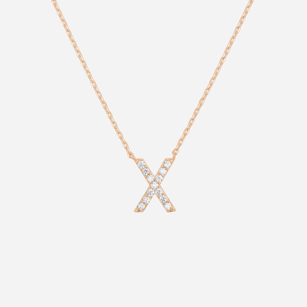 14K Gold Plated Diamond Initial Necklace