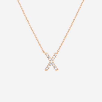 14K Gold Plated Diamond Initial Necklace