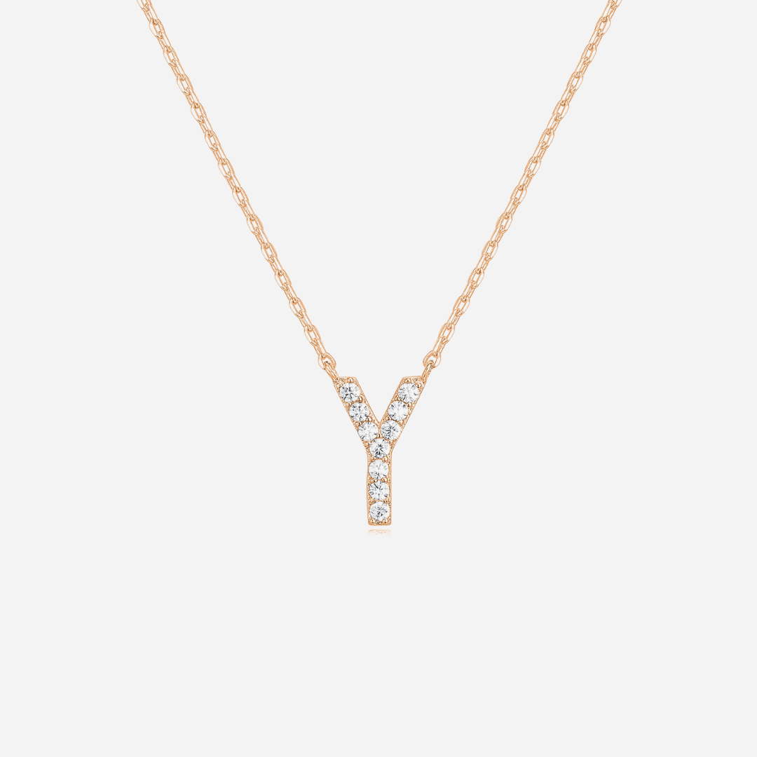 14K Gold Plated Diamond Initial Necklace