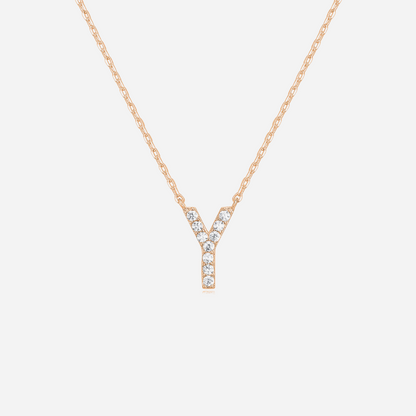 14K Gold Plated Diamond Initial Necklace