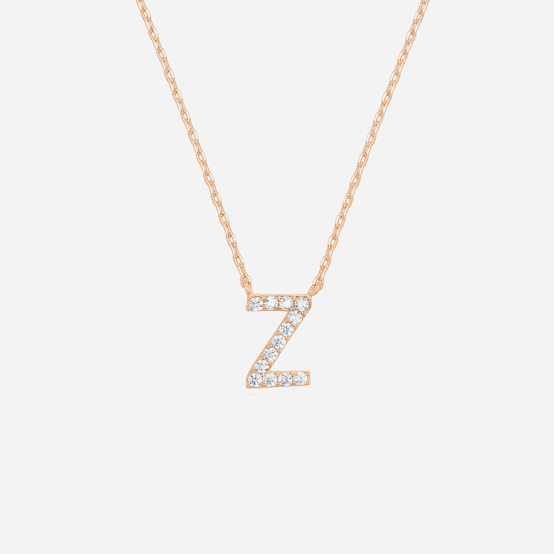 14K Gold Plated Diamond Initial Necklace