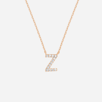 14K Gold Plated Diamond Initial Necklace