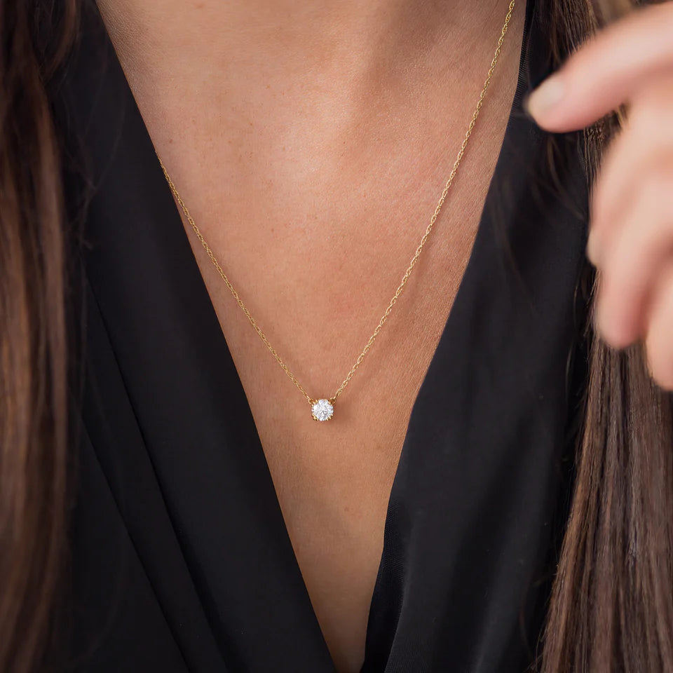 14K Gold Plated Diamond Pendant Necklace