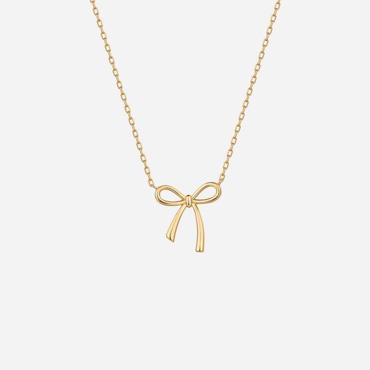 Dainty Gold Bow Pendant Necklace