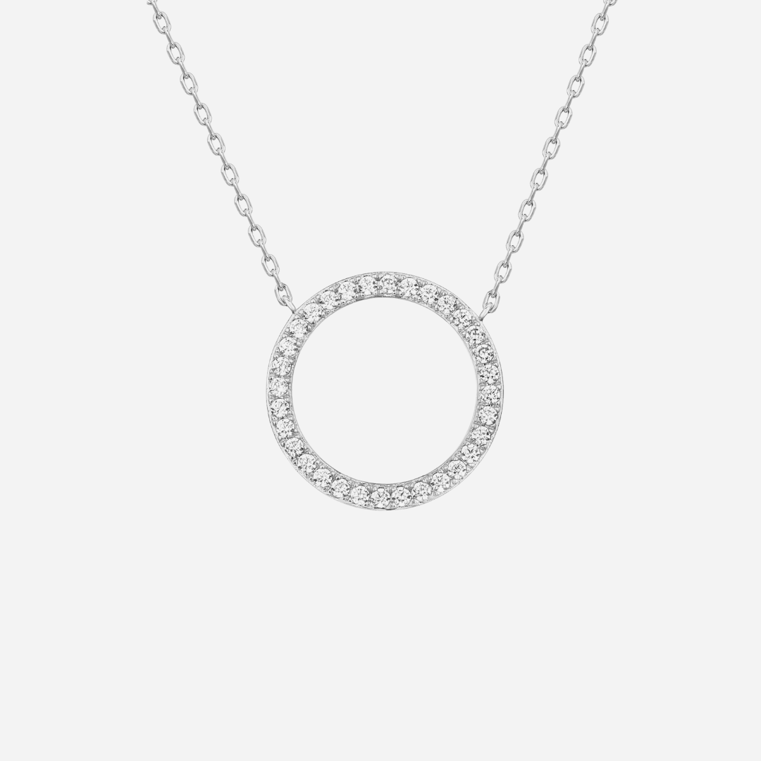 Gold Circle CZ Pendant Necklace
