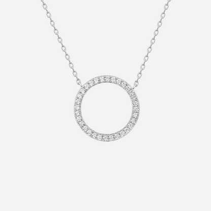 Gold Circle CZ Pendant Necklace