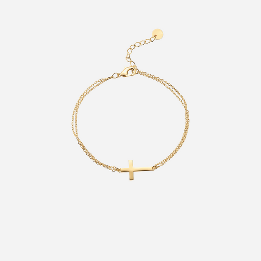 14K Gold Plated Cross Bracelet