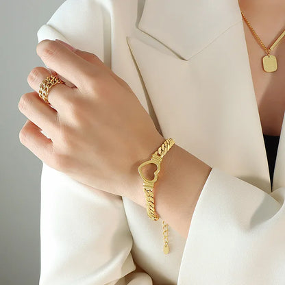 Open Heart Charm Bracelet