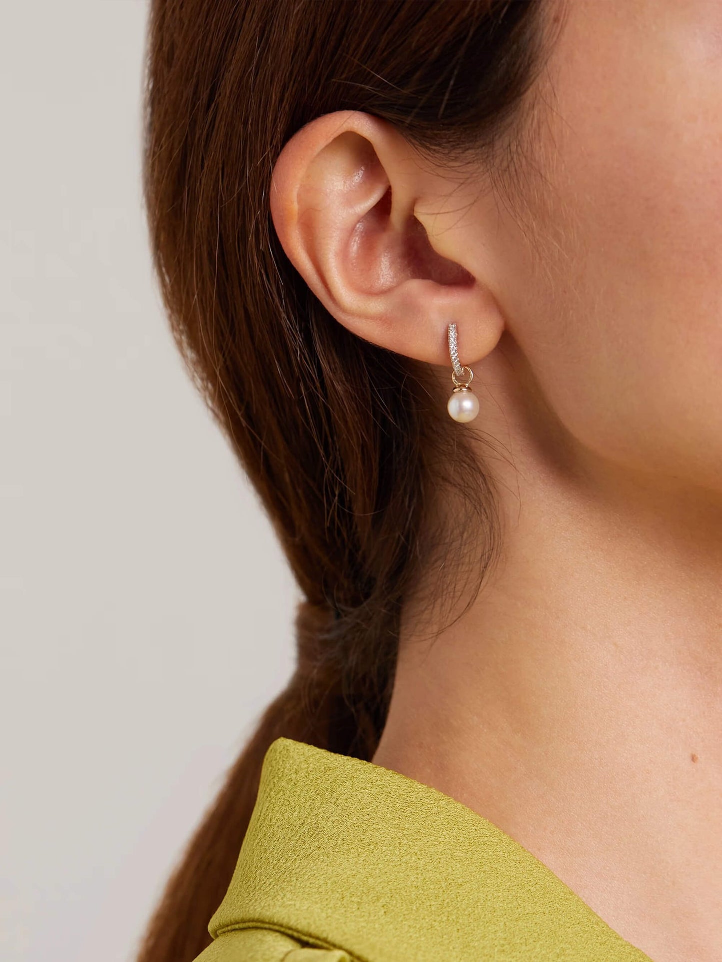 Gold Pearl Huggie Hoop Earrings