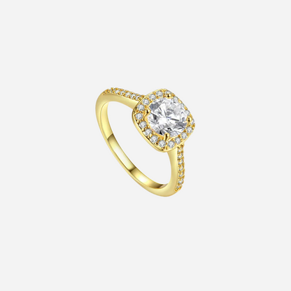 14k Gold Plated Halo CZ Ring