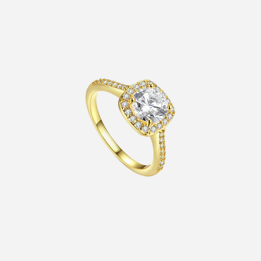 14k Gold Plated Halo CZ Ring