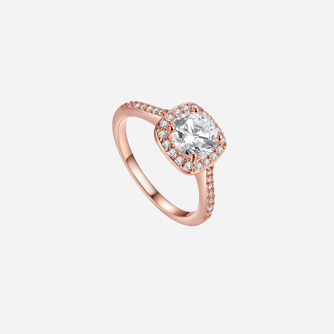 14k Gold Plated Halo CZ Ring
