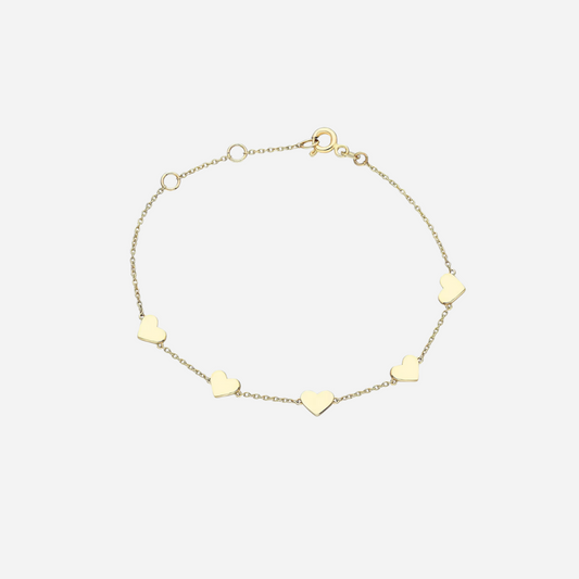 Gold Heart Charm Bracelet
