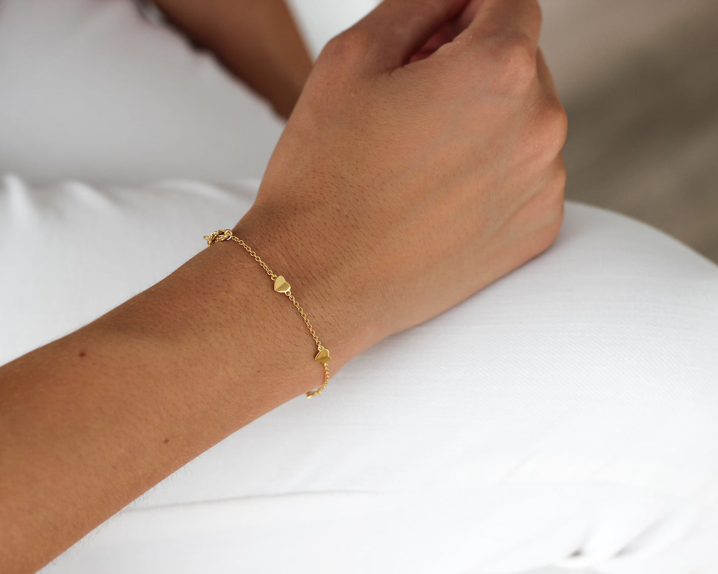 Gold Heart Charm Bracelet