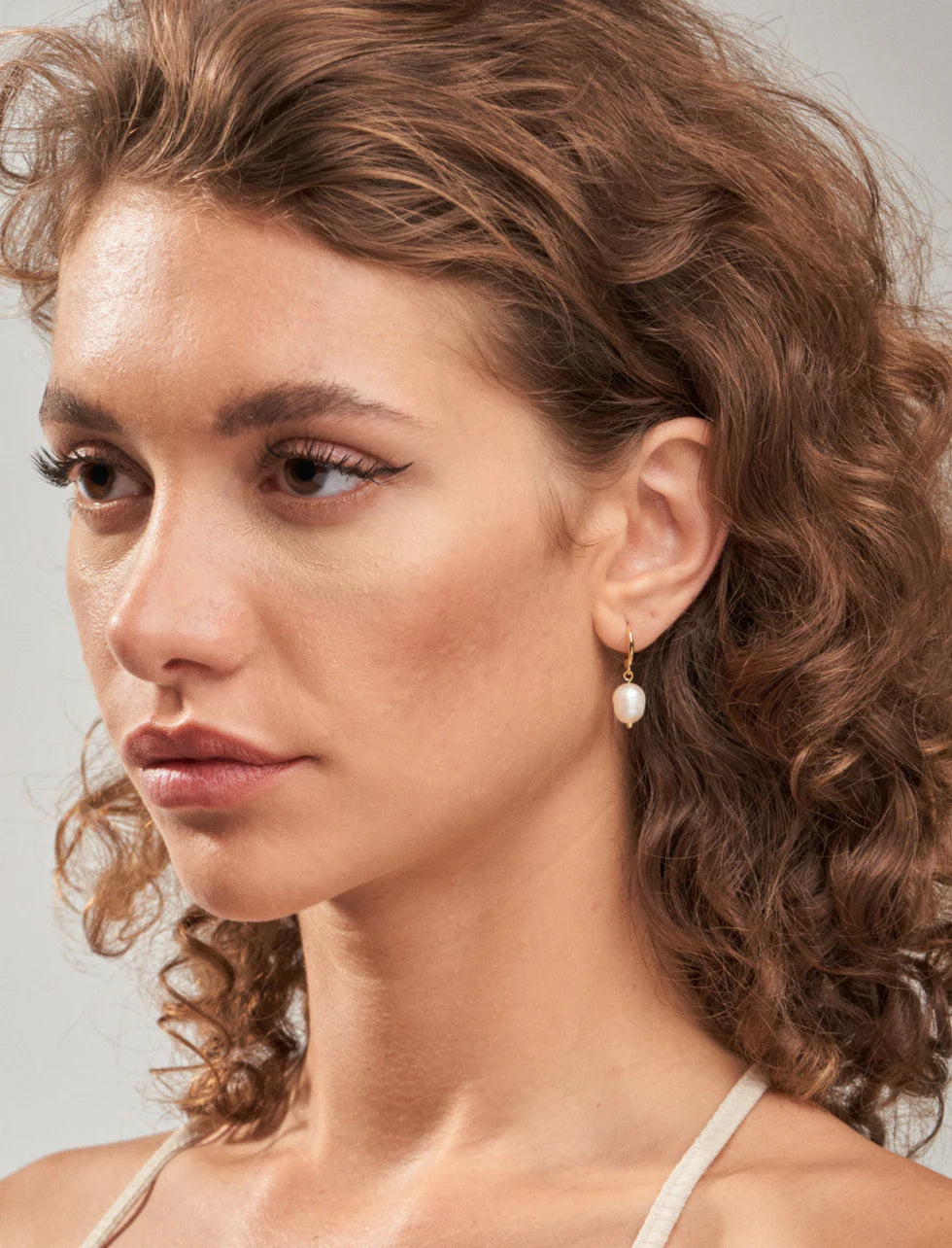 Gold Hoop Pearl Drop Earrings