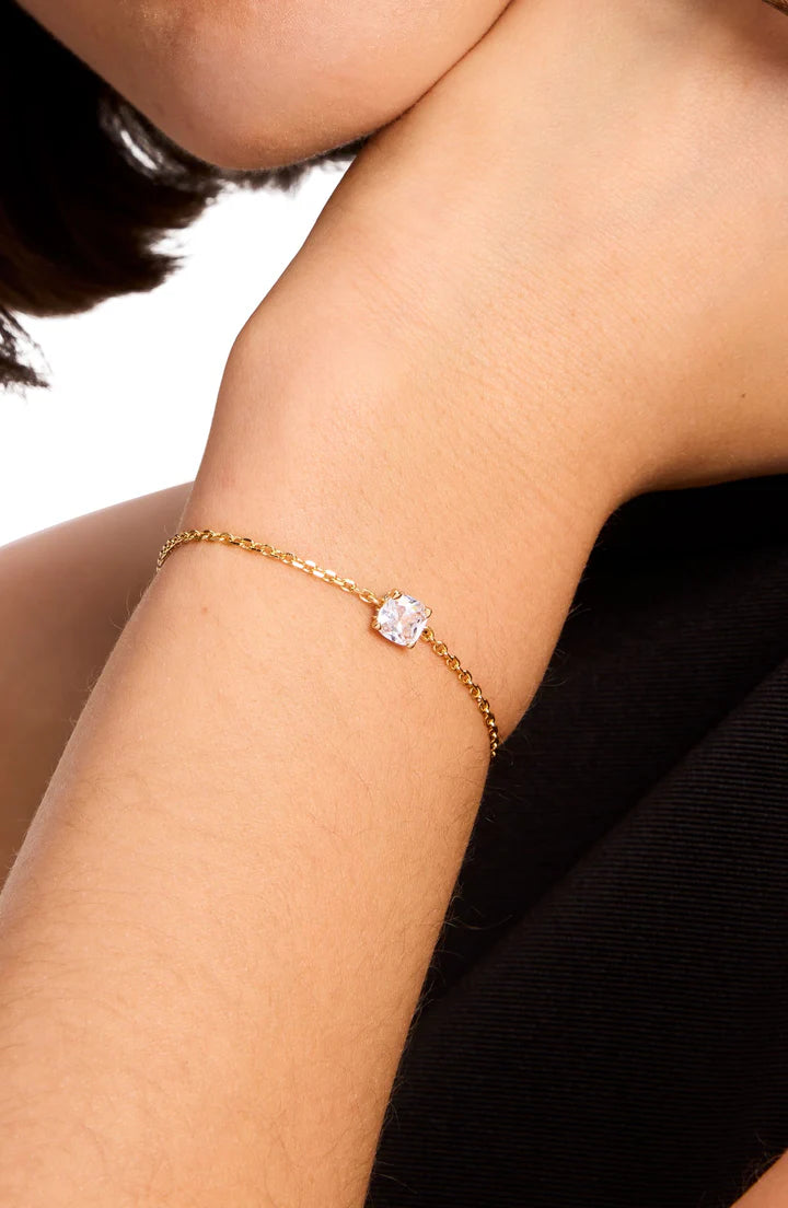 14K Gold Plated Solitaire Bracelet