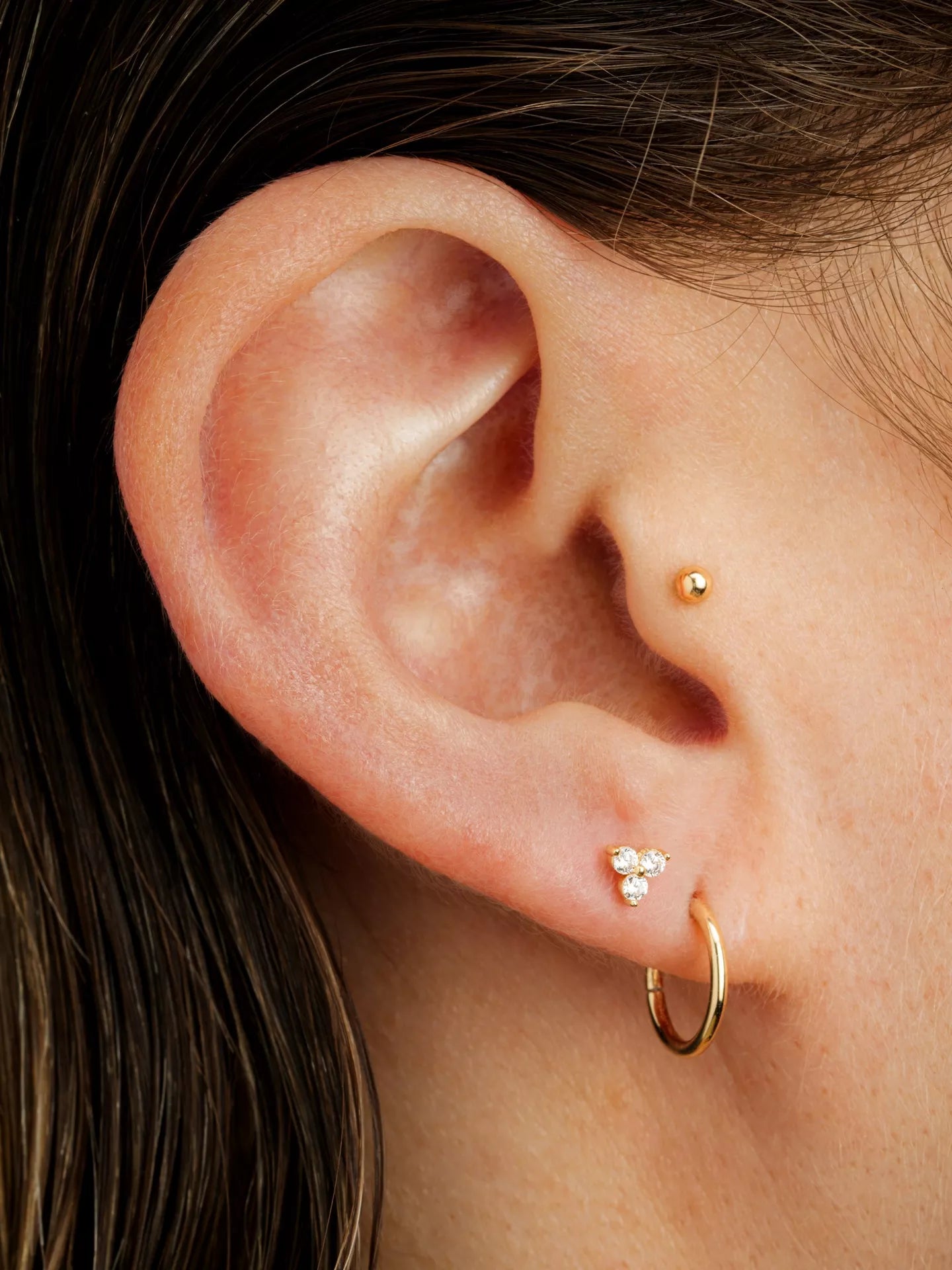 Triple Spark CZ Stud Earrings