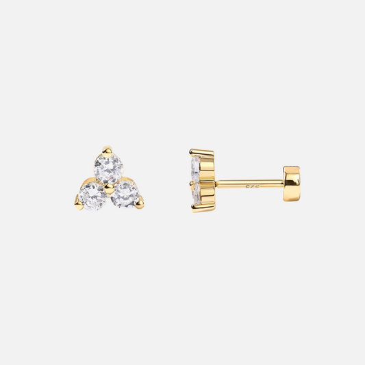 Triple Spark CZ Stud Earrings