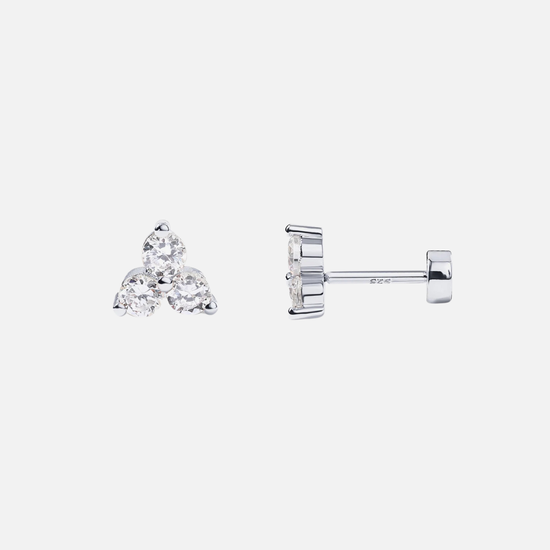 Triple Spark CZ Stud Earrings