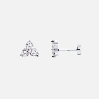 Triple Spark CZ Stud Earrings
