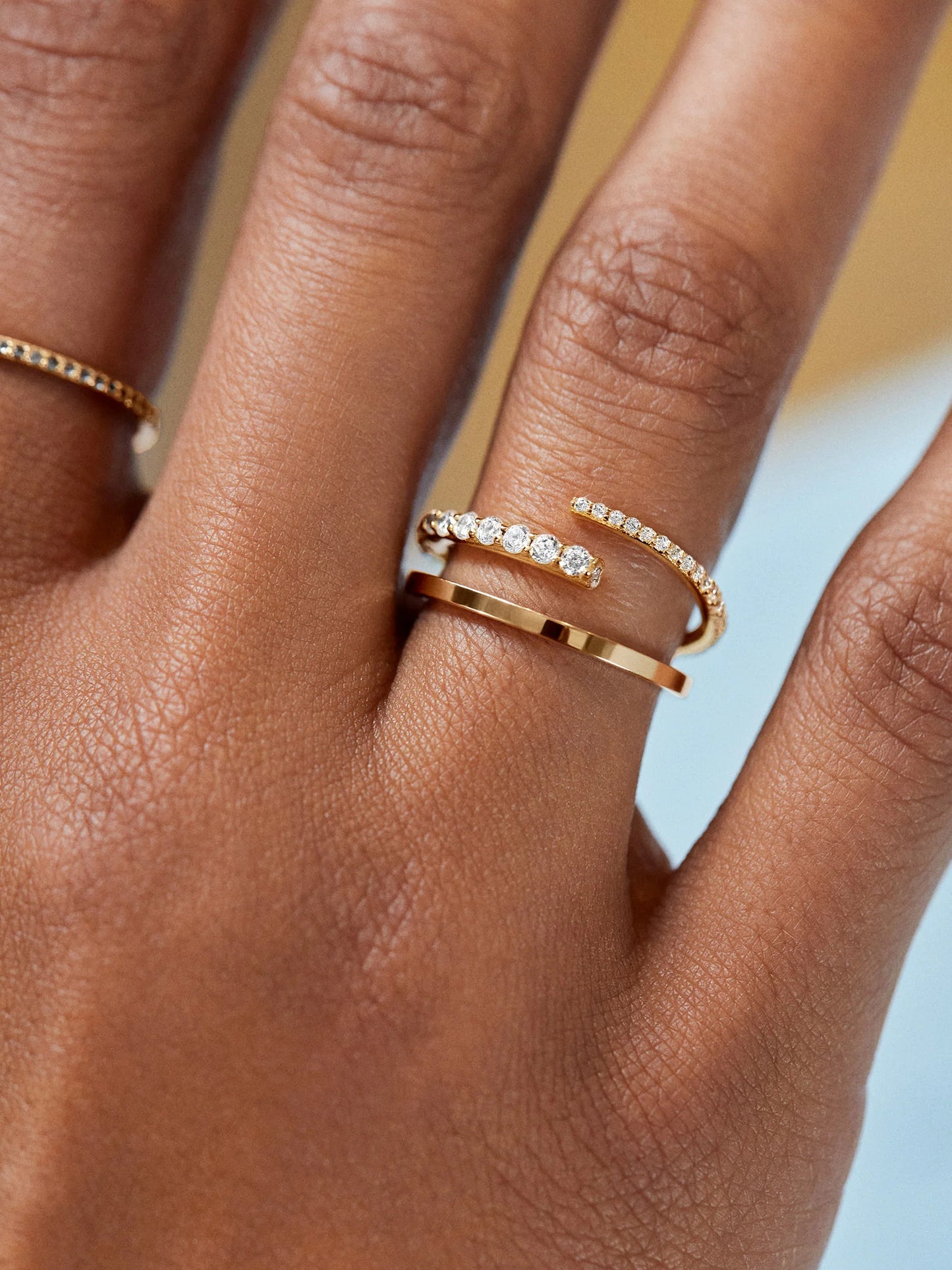 14K Gold Plated Twisted CZ Ring