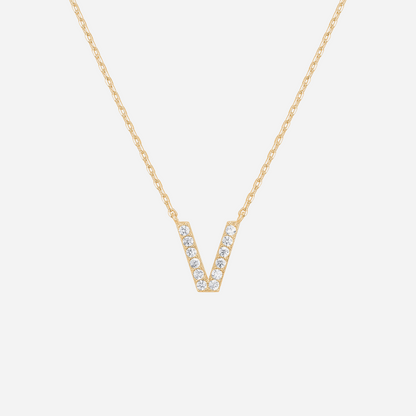 14K Gold Plated Diamond Initial Necklace