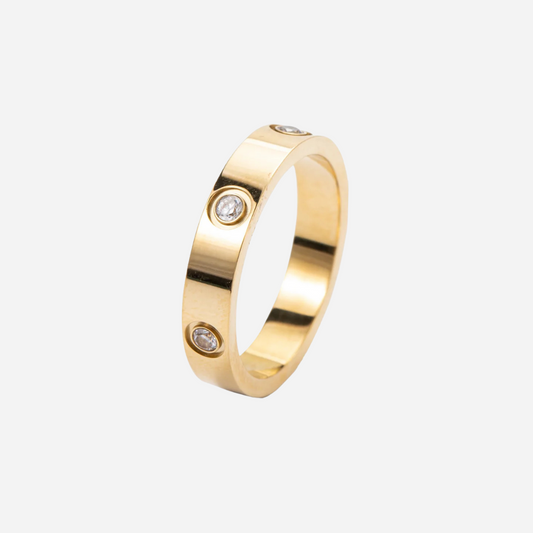 Zircon Inlay Heart Love Ring