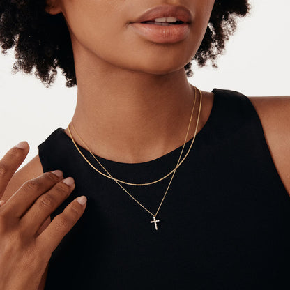 14K Gold Plated Cubic Zirconia Cross Necklace