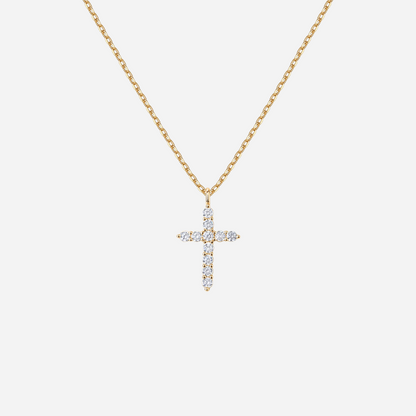 14K Gold Plated Cubic Zirconia Cross Necklace