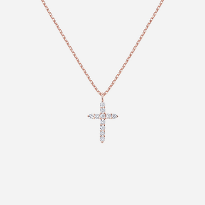 14K Gold Plated Cubic Zirconia Cross Necklace