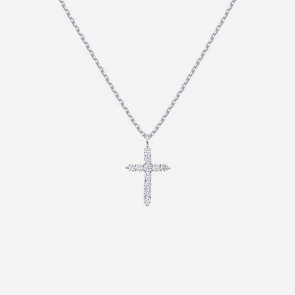 14K Gold Plated Cubic Zirconia Cross Necklace