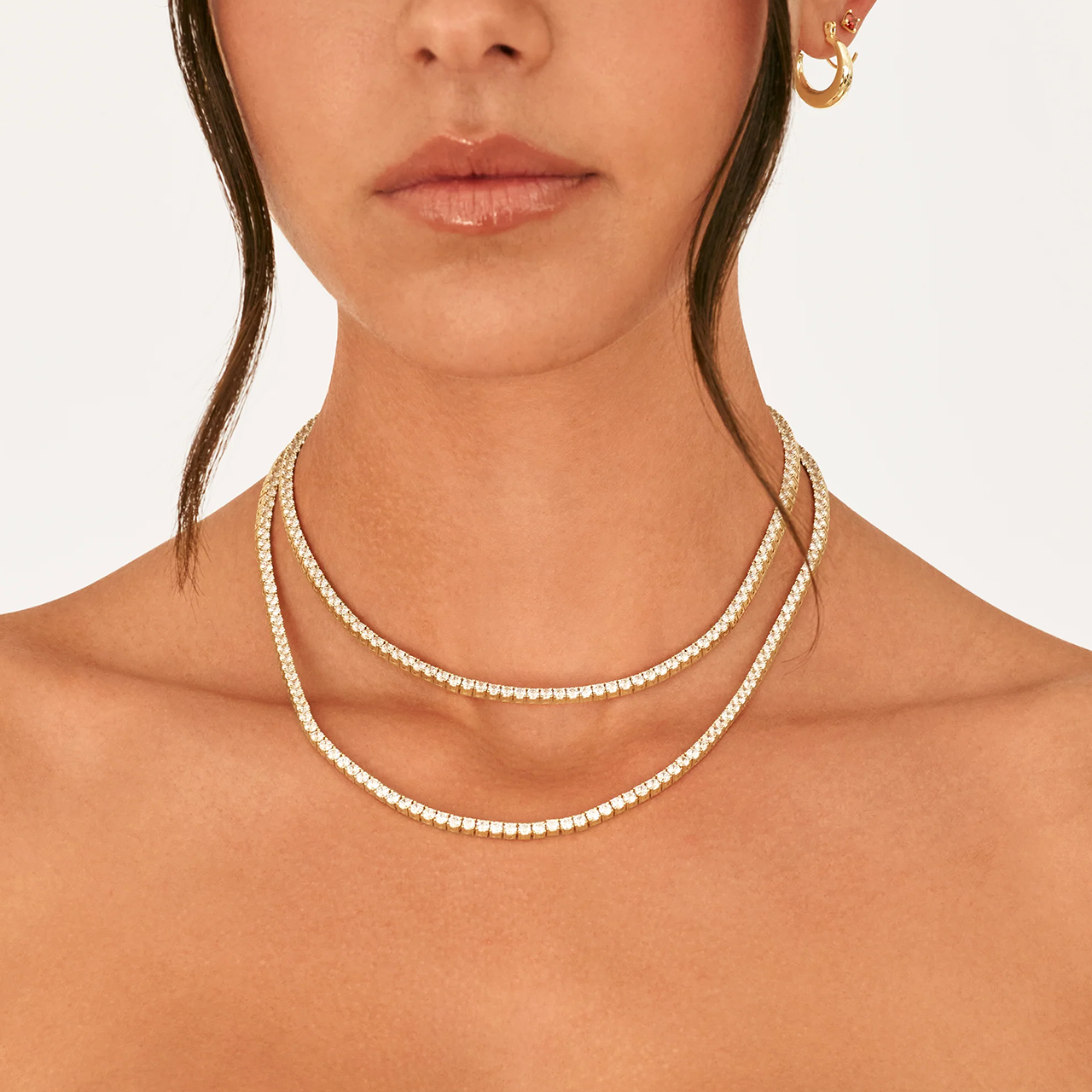 14K Gold Plated Diamond Tennis Necklace